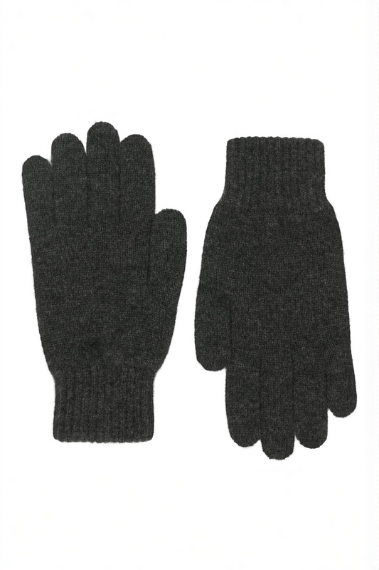 Handsker til mænd i strikket cashmere, fra Skotland - Mørk Koksgrå
