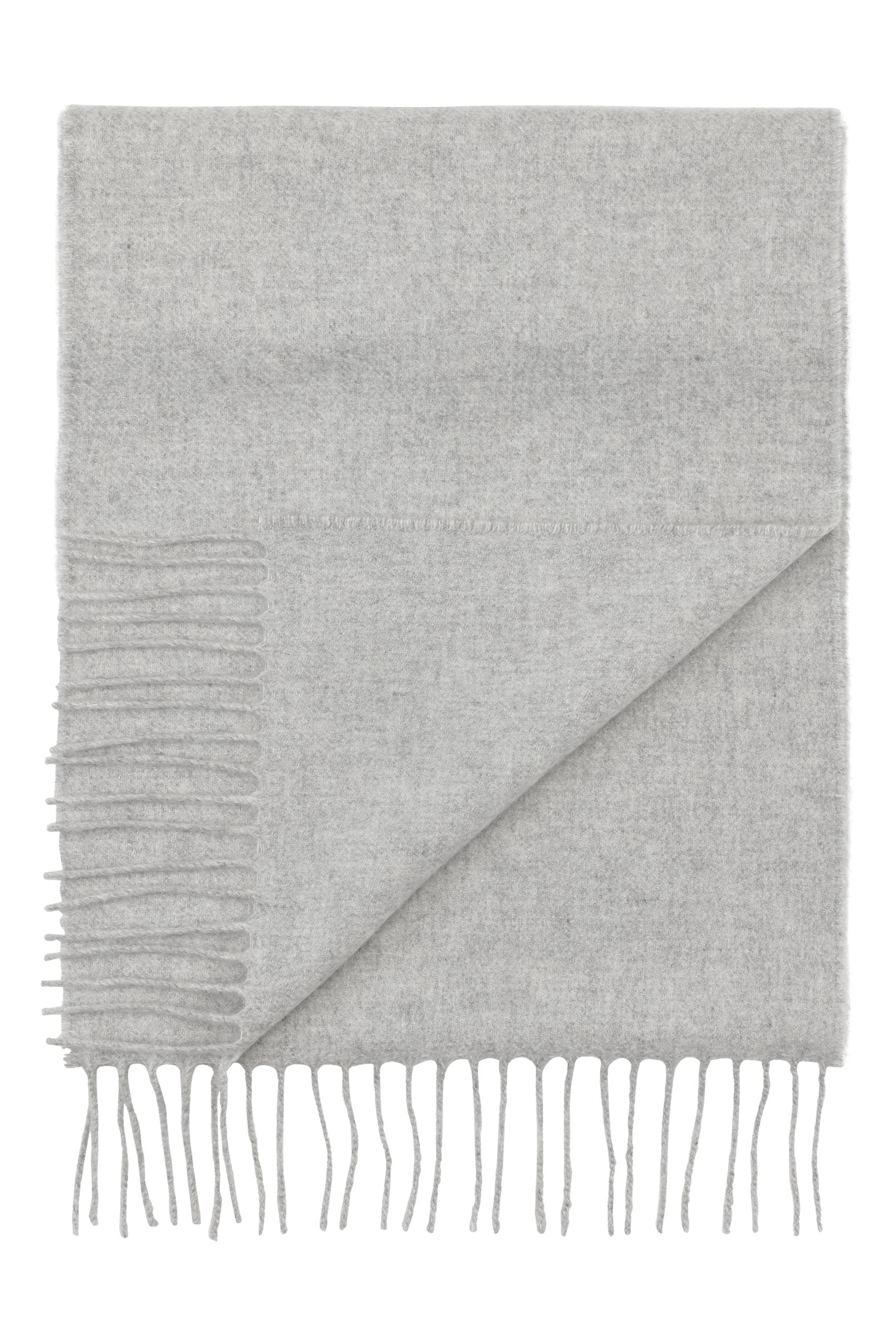 Klassisk vævet cashmere halstørklæde med frynser, fra Skotland - Silver