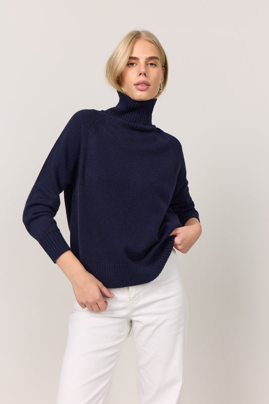 Turtleneck - cashmere sweater, Skotland - Dark Navy
