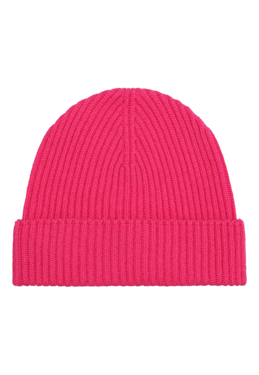 Robin - hue i ribstrikket cashmere, Skotland - Bright Pink