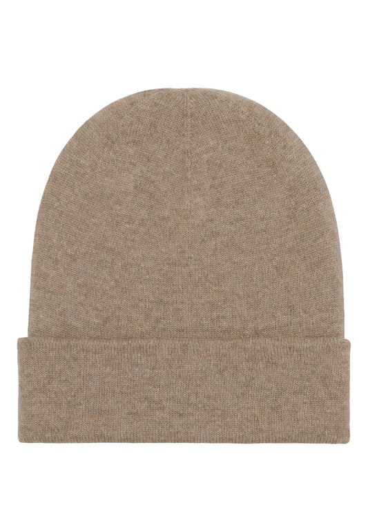 Tyk dobbelt jersey hue i cashmere, fra Skotland - Lysbrun Cappuccino