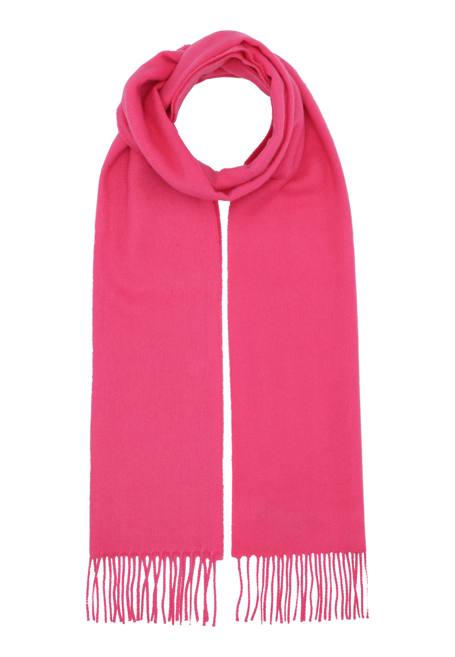 Klassisk vævet cashmere halstørklæde med frynser, fra Skotland - Bright Pink