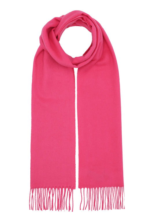 Klassisk vævet cashmere halstørklæde med frynser, fra Skotland - Bright Pink