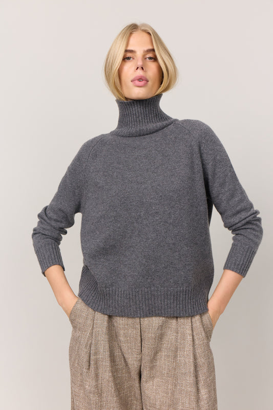Turtleneck - cashmere sweater, Skotland - Mørkgrå