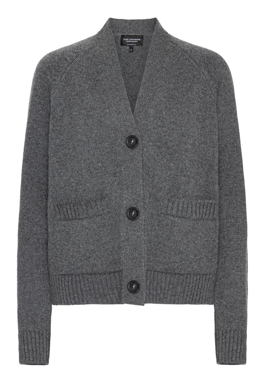 Cashmere cardigan V-neck, Skotland - Mørk grå