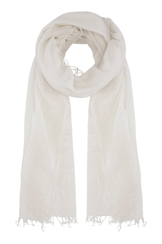 Toni - blødt cashmeretørklæde m frynser - Hvid