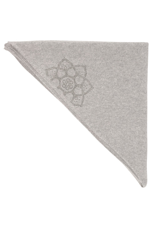Sophie - triangle tørklæde i cashmere, med sten - Mellem Grå