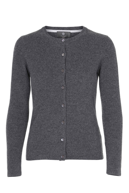 Cashmere cardigan i grå melange, grafitgrå. Pure Cashmere