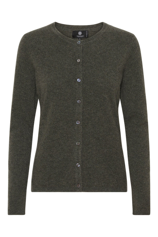 Klassisk kashmir cardigan i flot armygrøn, Dansk design, Pure Cashmere Copenhagen