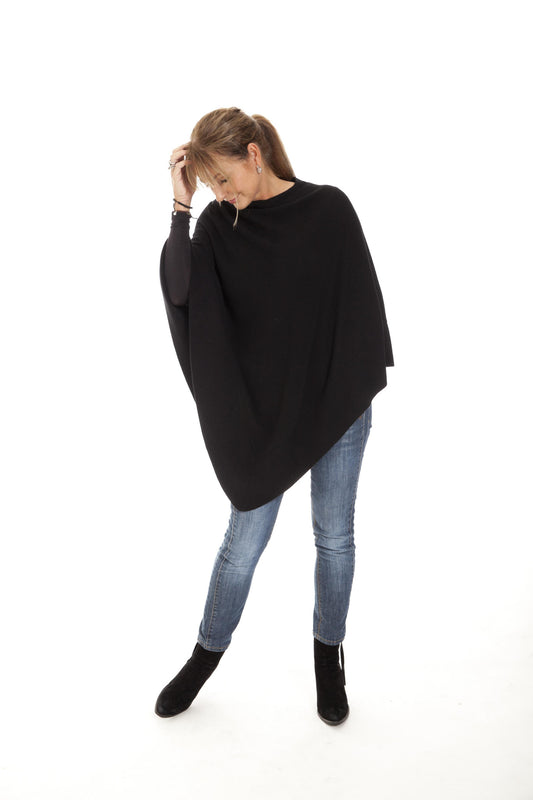 Strikket poncho i ren kashmir, Pure Cashmere