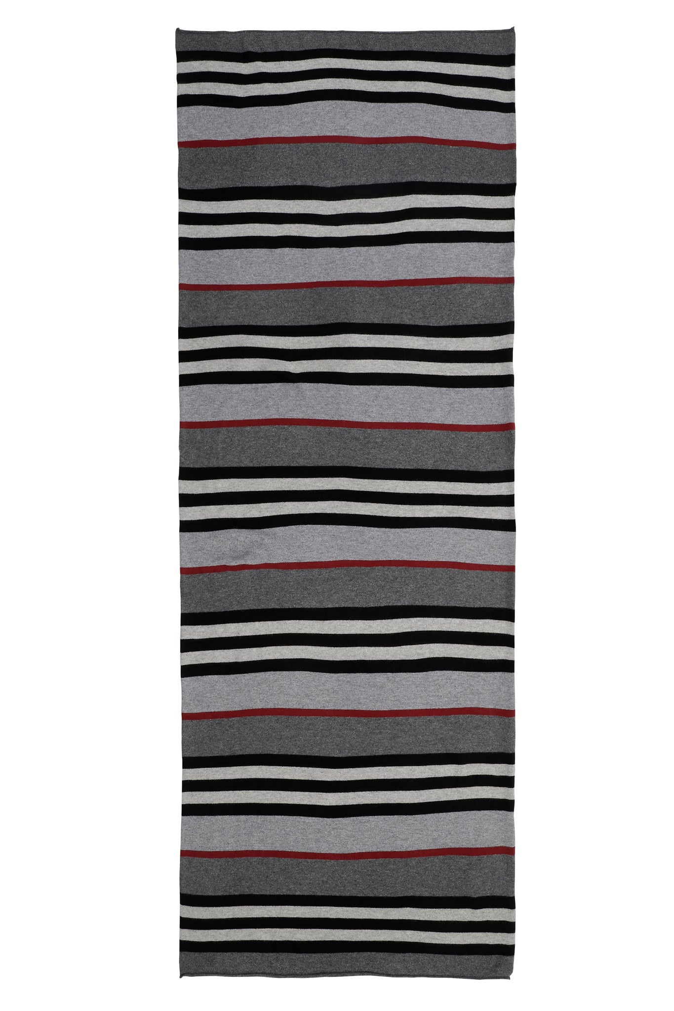 Dagmar - stribet kæmpetørklæde i cashmere - grå, sort & vinrød