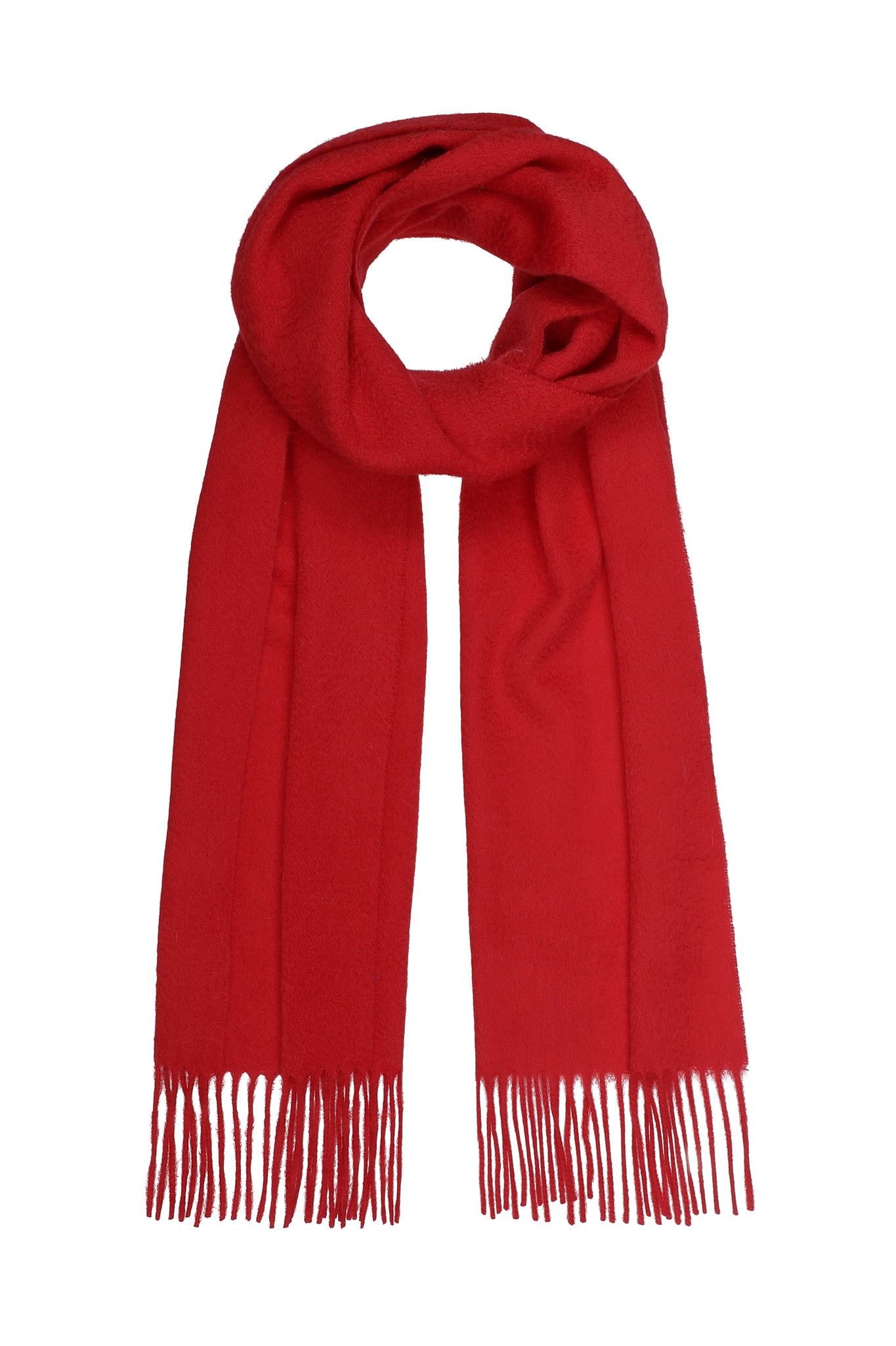 Flot rødt cashmere tørklæde med frynser, Dansk Design, Pure Cashmere Copenhagen