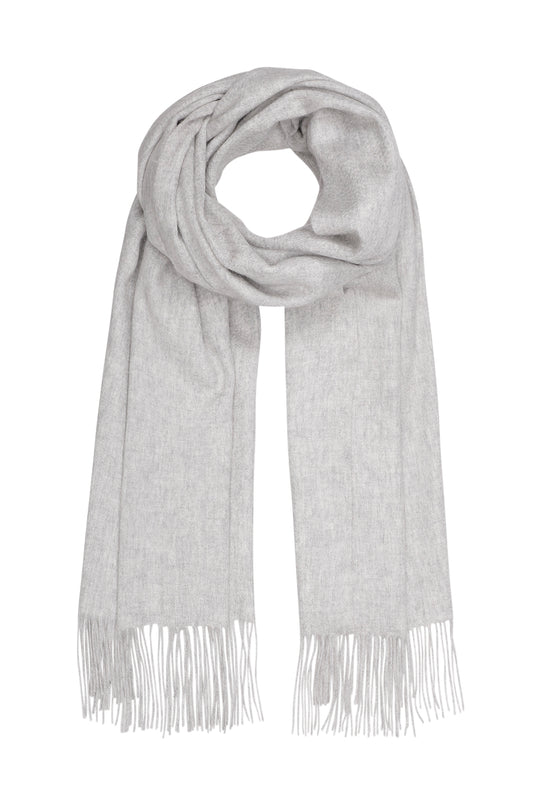 Stort klassisk halstørklæde med frynser, lysegråt, Pure Cashmere