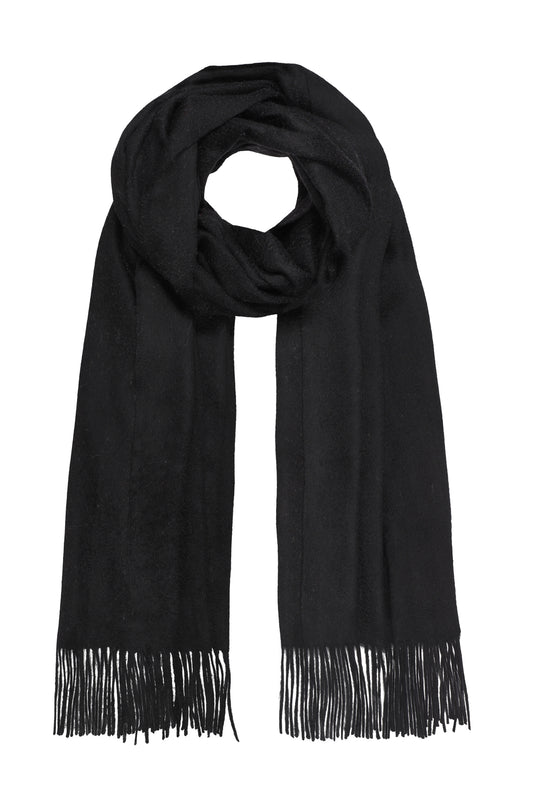 Kæmpe stort sort cashmere tørklæde med frynser. Pure Cashmere
