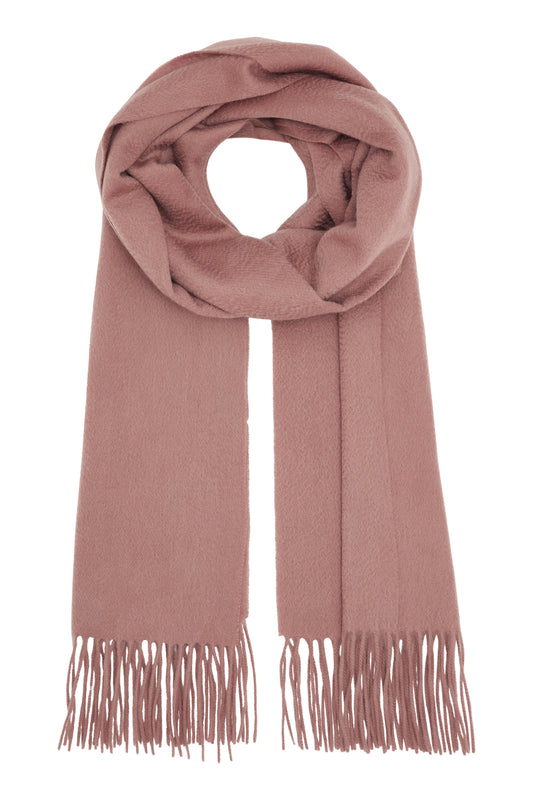Kim 60 - Klassisk kæmpetørklæde med frynser, 100% ren cashmere - Mørk rosa