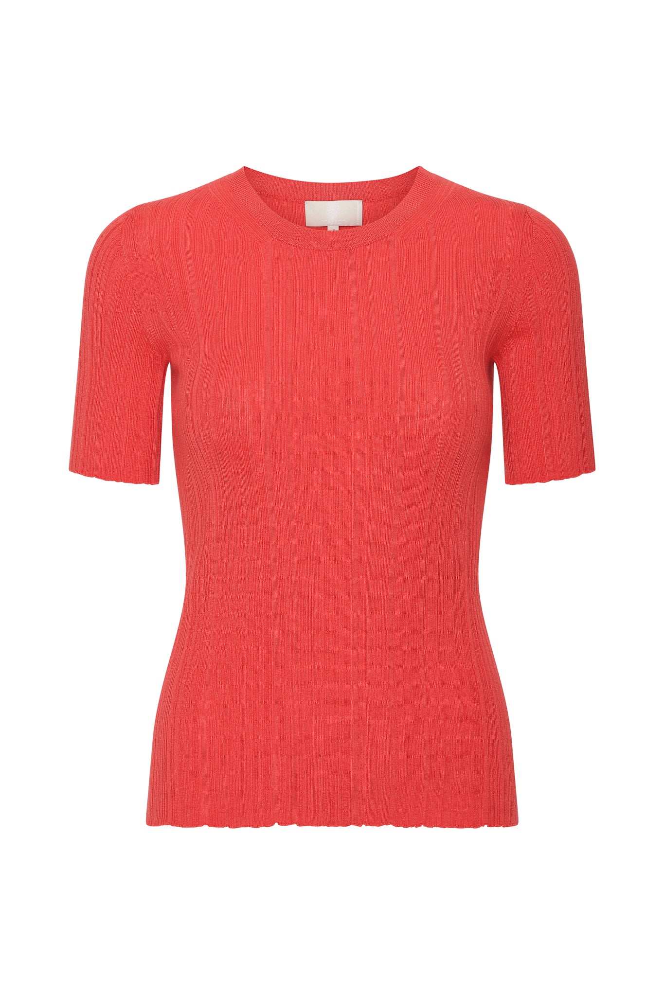 Lea - Cashmere Tee - Hot Coral