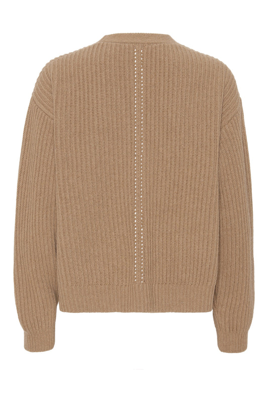 Maja - cashmere cardigan ribstikket recycle - Camel