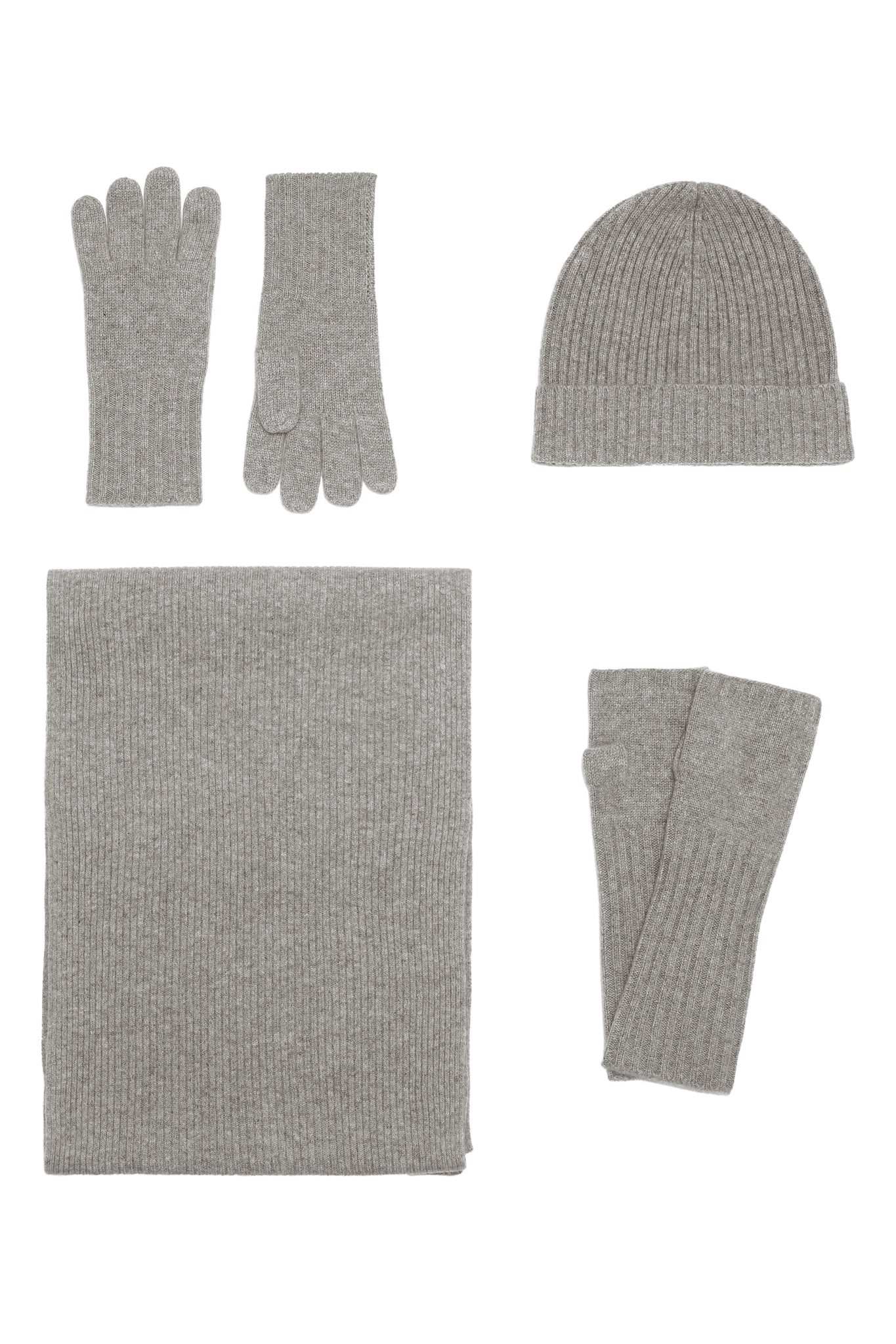 Robin -  håndledsvarmere (fingerløse vanter) i strikket cashmere - Mellemgrå