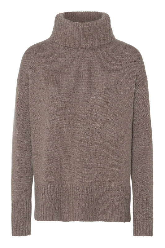 Marilyn - cashmere rullekrave sweater - Lys Brun