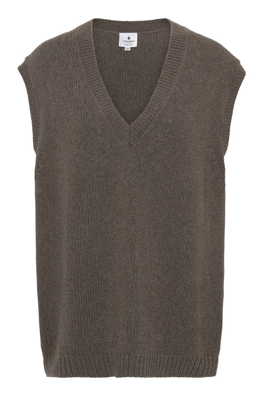 Greta - chunky oversize vest i recycle cashmere - Mellembrun