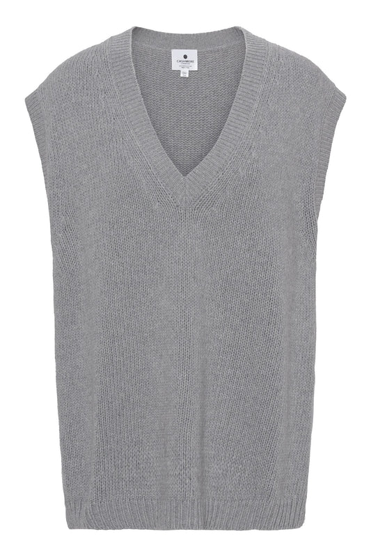 Greta - chunky oversize vest i recycle cashmere - Lysegrå
