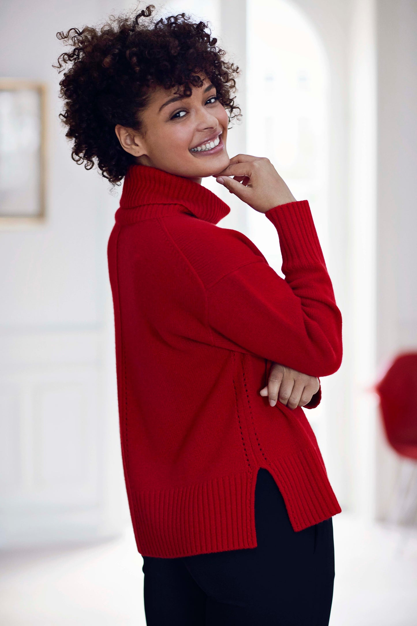Marilyn - cashmere sweater med turtleneck - Rød