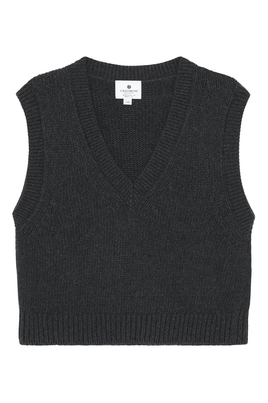 Ragna - chunky strikvest i recycle cashmere - Koksgrå