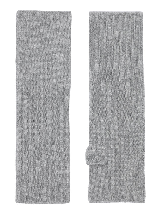 Robin -  håndledsvarmere (fingerløse vanter) i strikket cashmere - Mellemgrå