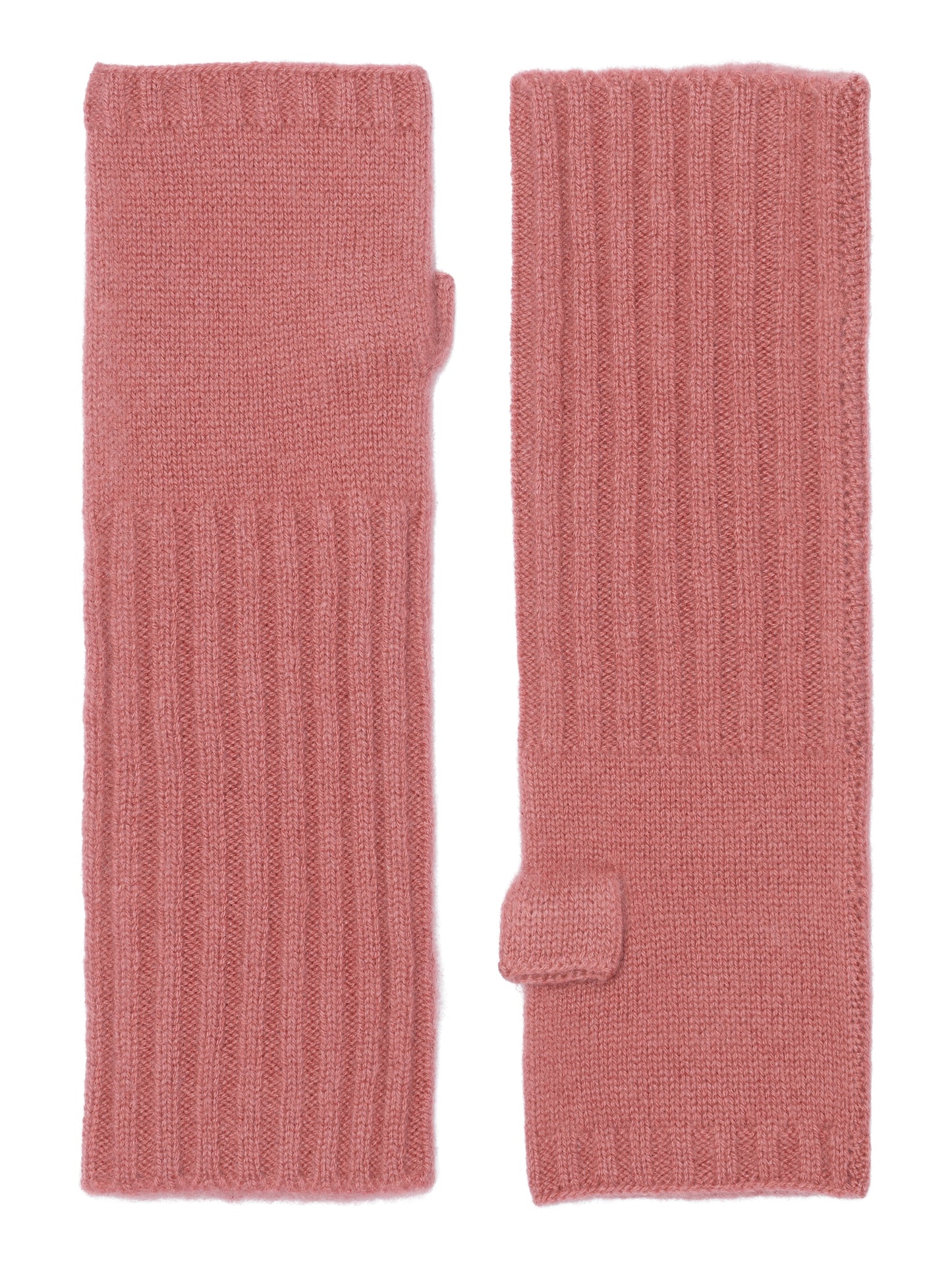 Robin -  håndledsvarmere (fingerløse vanter) i strikket cashmere - Hindbær Sorbet
