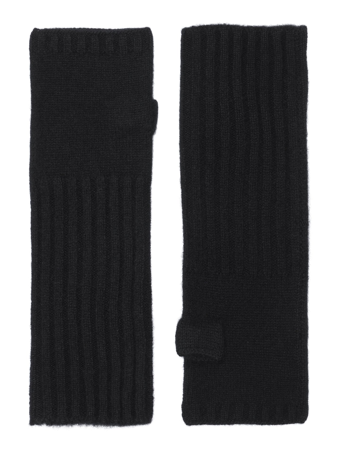 Robin -  håndledsvarmere (fingerløse vanter) i strikket cashmere - Sort