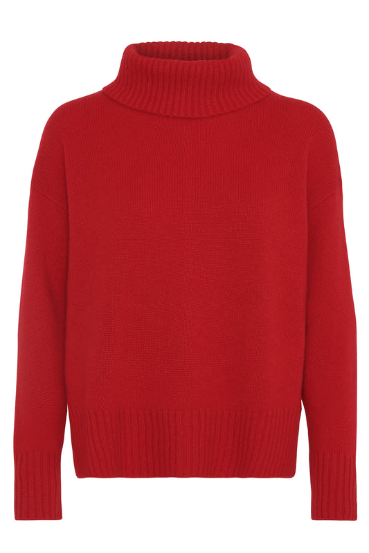 Marilyn - cashmere sweater med turtleneck - Rød
