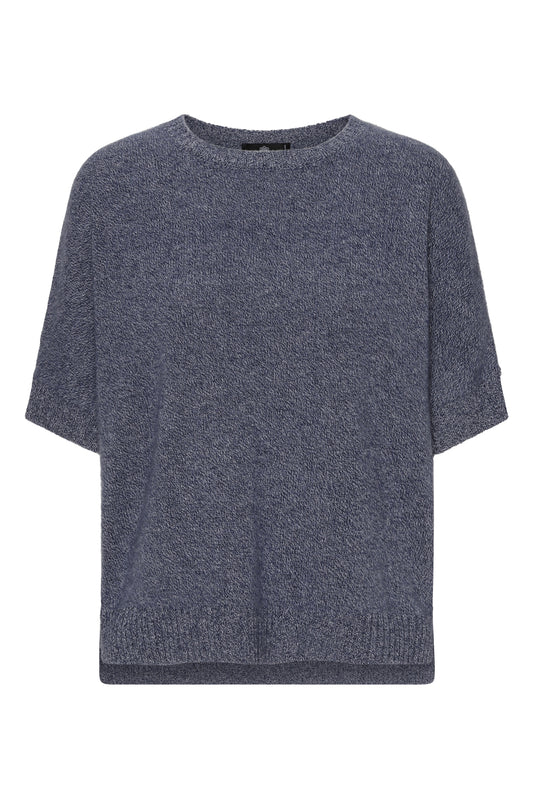 Tilde - Cashmere T-poncho - Blå og hvid melange
