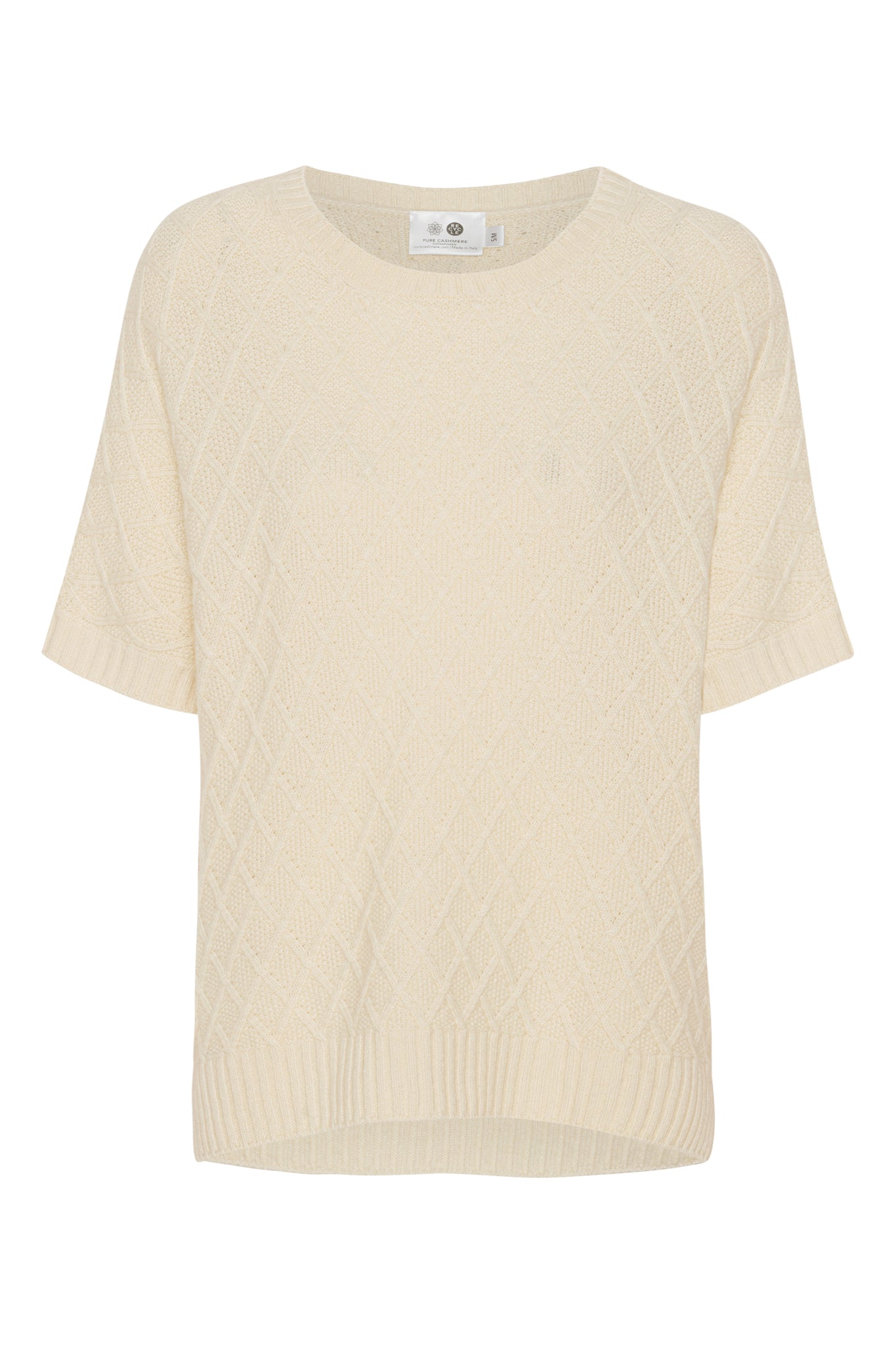 Teresa - Cashmere T-poncho/T-shirt - Varm Creme Hvid