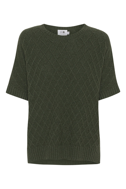 Teresa - Cashmere T-poncho/T-shirt - Mørkgrøn