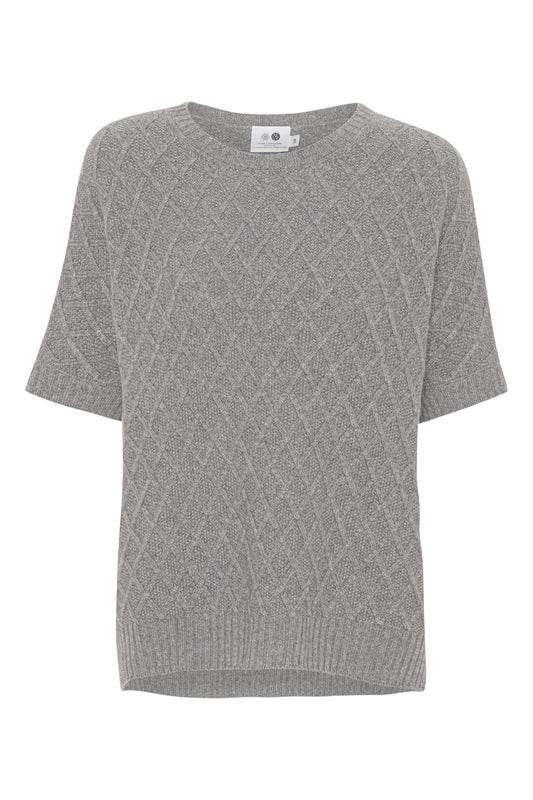 Teresa- Cashmere T-poncho/T-shirt - Mellemgrå