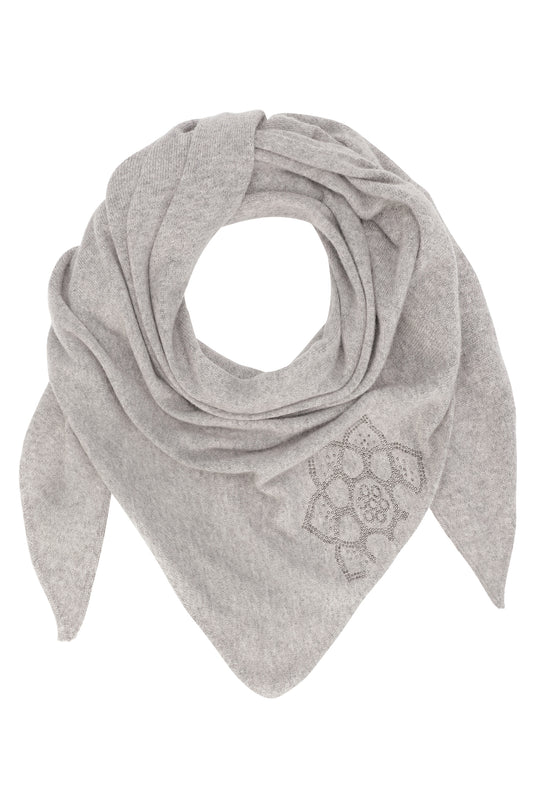 Sophie - triangle tørklæde i cashmere, med sten - Mellem Grå